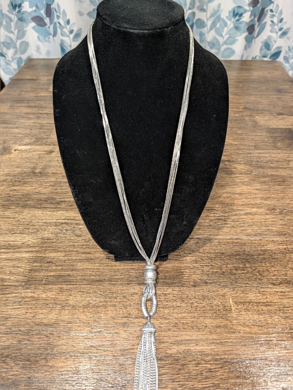 Chico's Silver Multi-Strand Tassel Necklace